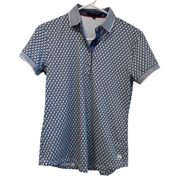Greyson Tops - GREYSON Women's Golf Polo Shirt Size S Blue Geometric Print‎ Short Sleeve
